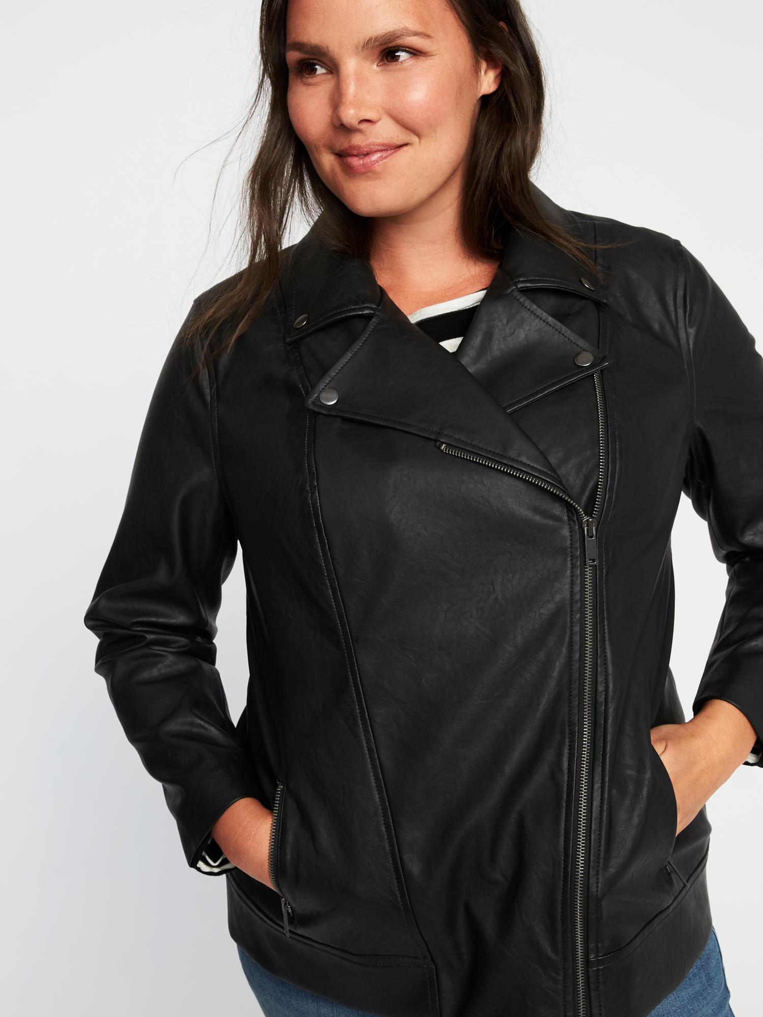 Plus size faux leather clearance motorcycle jackets