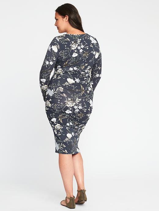 Image number 2 showing, Floral Side-Ruched Plus-Size Bodycon Dress