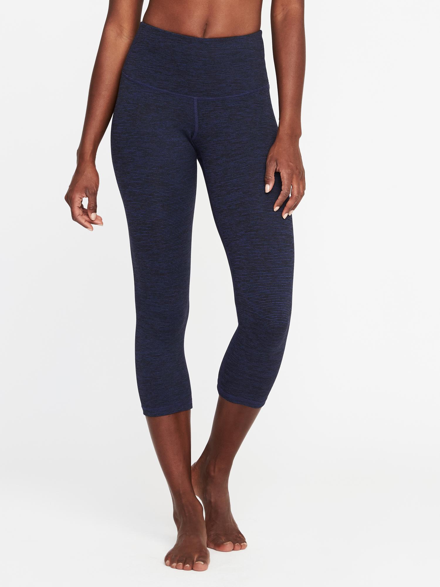 High-Rise Stripe-Melange Crops for Women | Old Navy