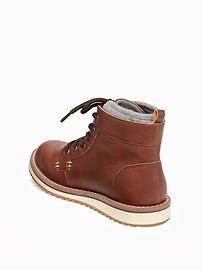 View large product image 3 of 3. Faux-Leather Lace-Up Ankle Boots for Boys