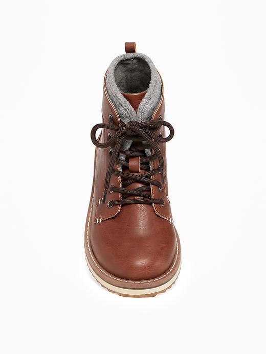 View large product image 2 of 3. Faux-Leather Lace-Up Ankle Boots for Boys