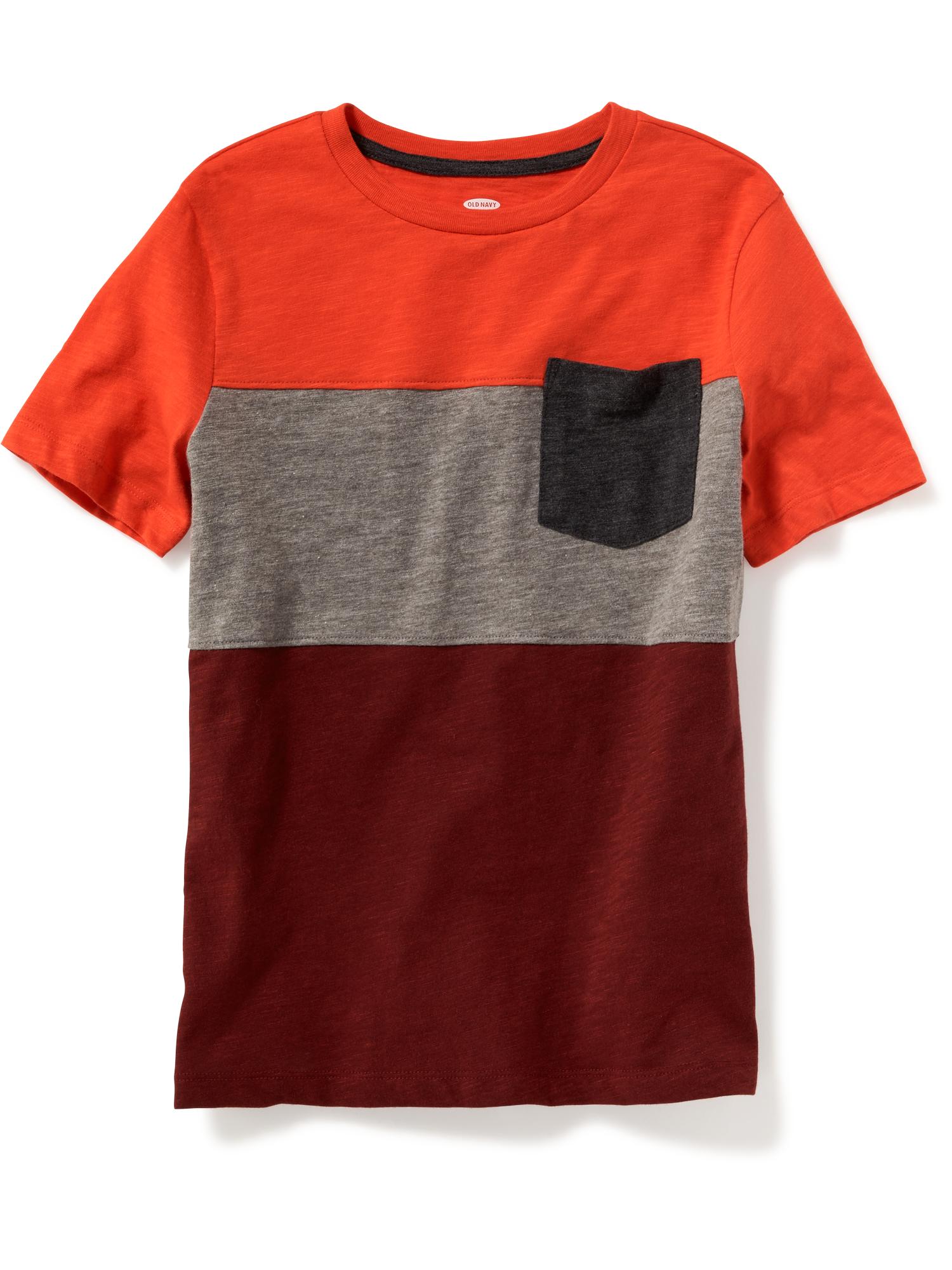 Color-Blocked Slub-Knit Pocket Tee For Boys | Old Navy