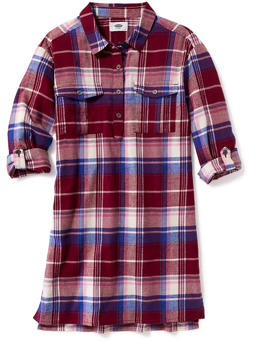 View large product image 1 of 1. Plaid Flannel Shirt Dress for Girls