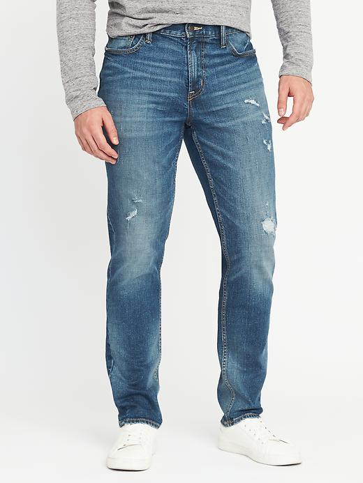 View large product image 1 of 2. Athletic Built-In Flex Distressed Jeans