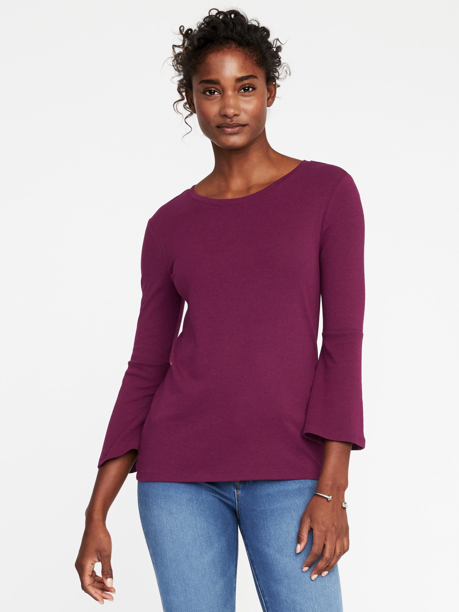 Slim-Fit Bell-Sleeve Top for Women