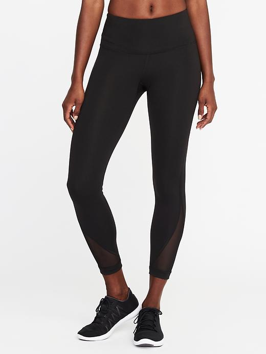 High-Rise Elevate Mesh-Trim 7/8-Length Leggings for Women | Old Navy