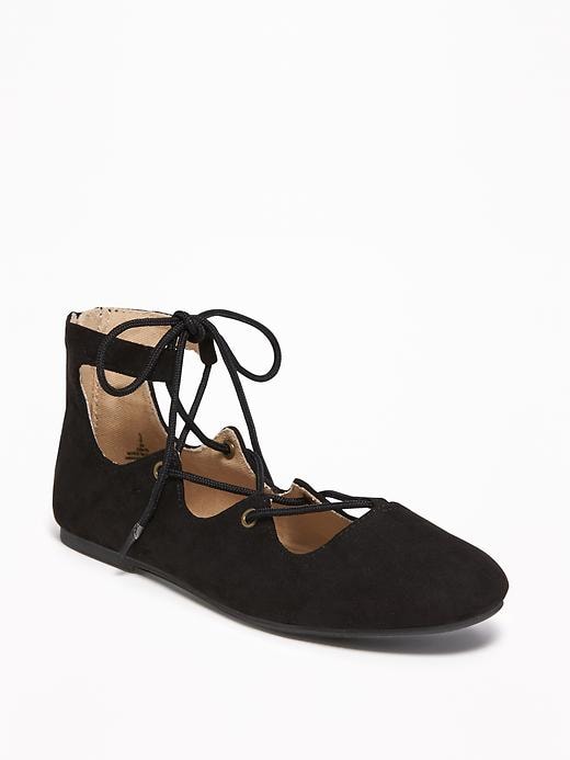 View large product image 1 of 1. Lace-Up Ballet Flats for Girls