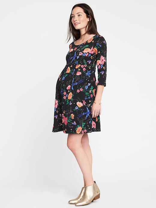 Image number 1 showing, Maternity Pleated A-Line Dress