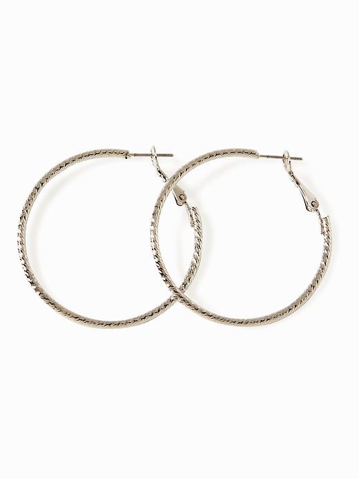 View large product image 1 of 2. Textured-Hoop Earrings for Women