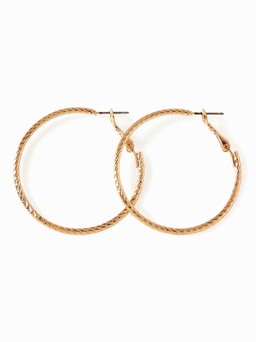 View large product image 1 of 1. Textured-Hoop Earrings for Women