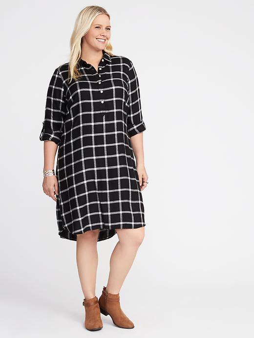 Plus-Size Plaid Pullover Shirt Dress | Old Navy