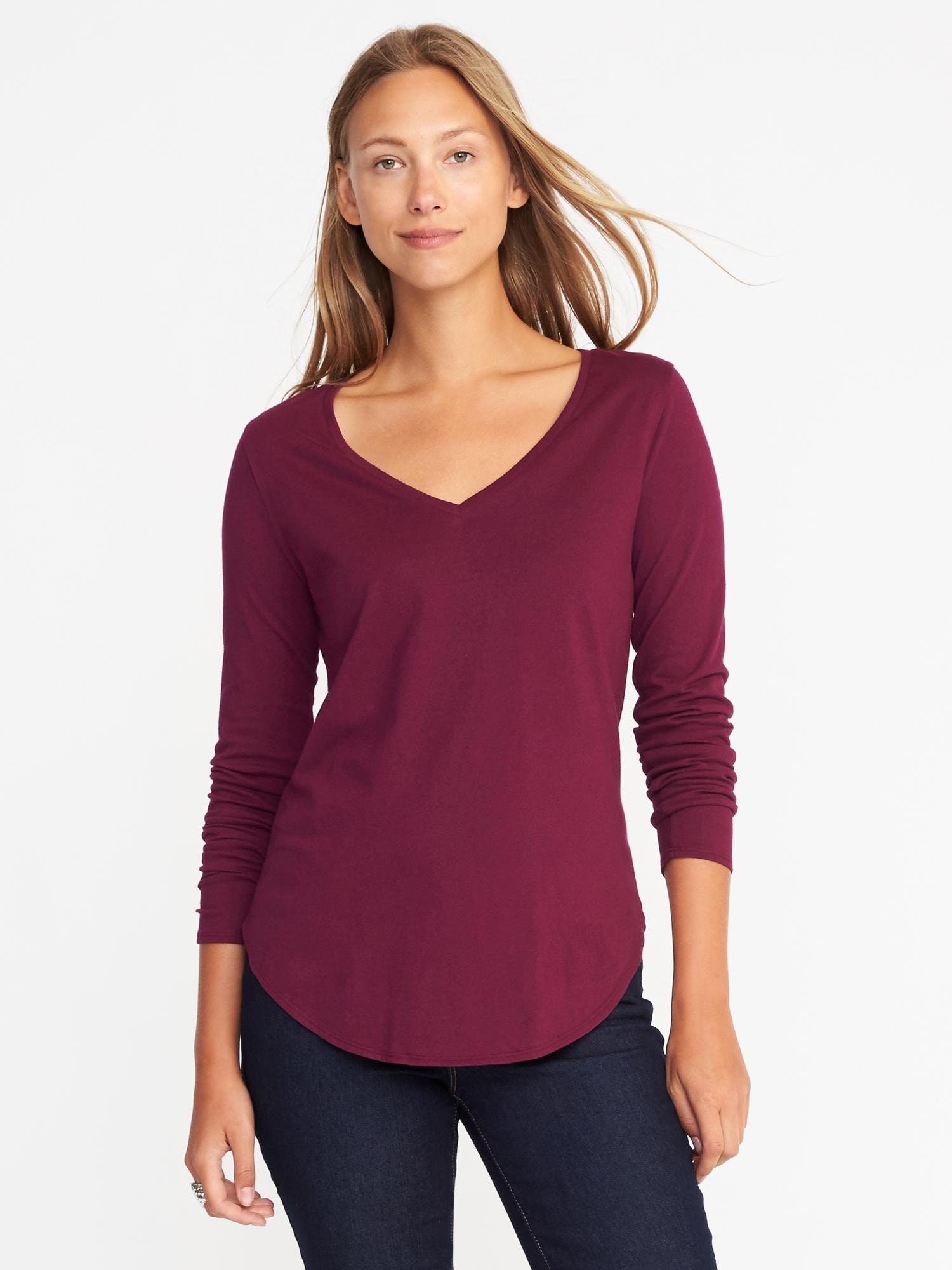 EveryWear Curved-Hem V-Neck Tee for Women | Old Navy