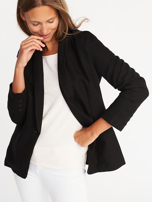 Herringbone Long-Line Blazer for Women | Old Navy