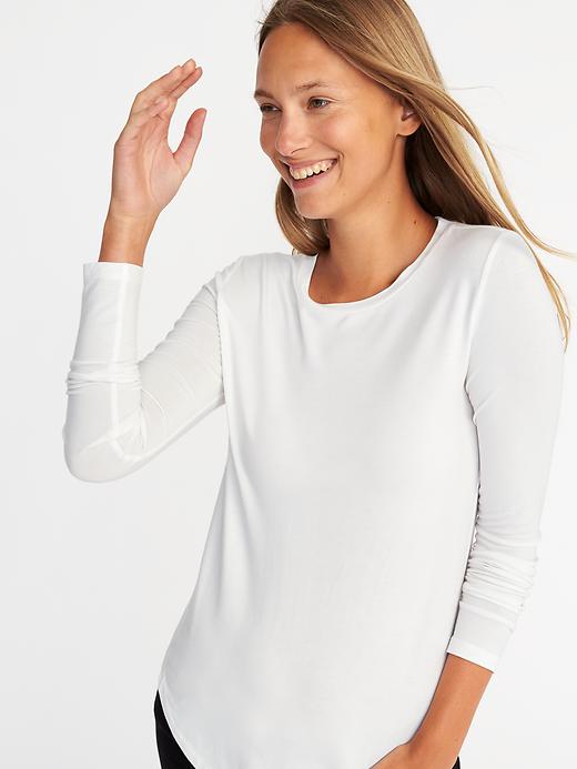 Luxe Curved-Hem Crew-Neck Tee for Women | Old Navy