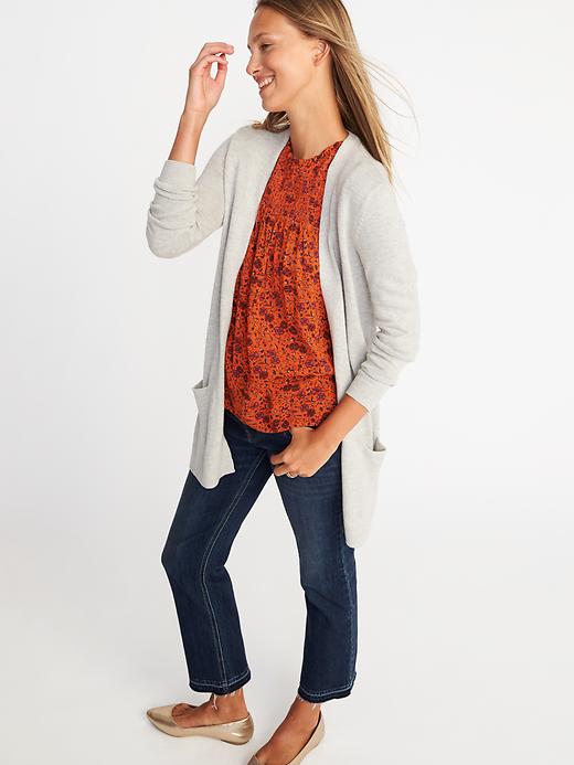 Image number 4 showing, Open-Front Long-Line Sweater for Women
