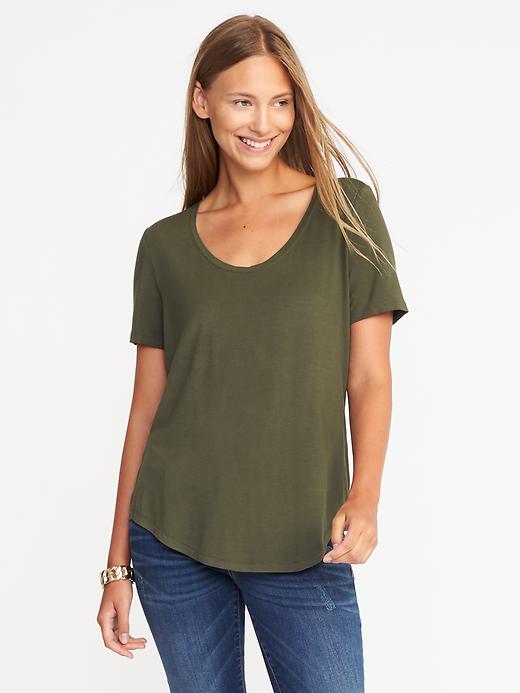 View large product image 1 of 1. Luxe Curved-Hem Tee for Women