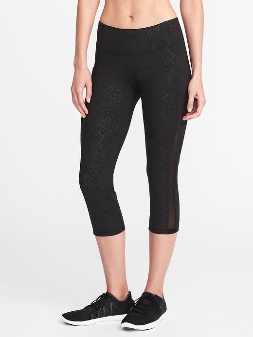 View large product image 1 of 3. Mid-Rise Embossed Side-Pocket Compression Crops for Women