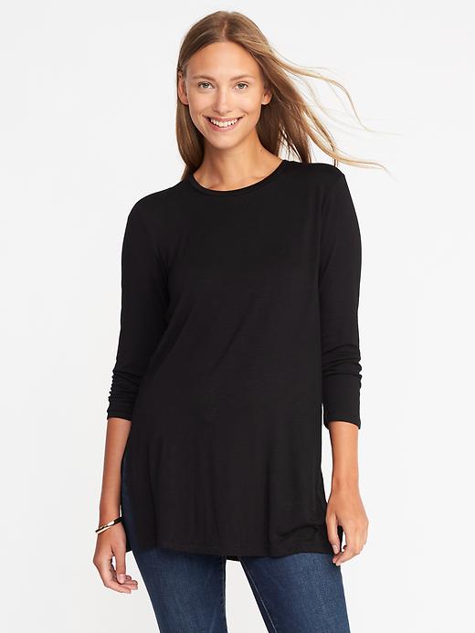 Image number 1 showing, Long & Lean Luxe Crew-Neck Tunic for Women