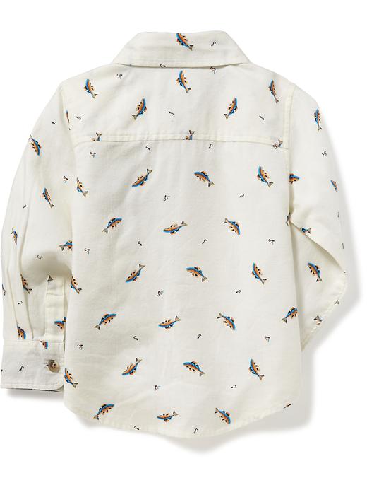 View large product image 2 of 4. Fish-Print Twill Shirt for Toddler Boys