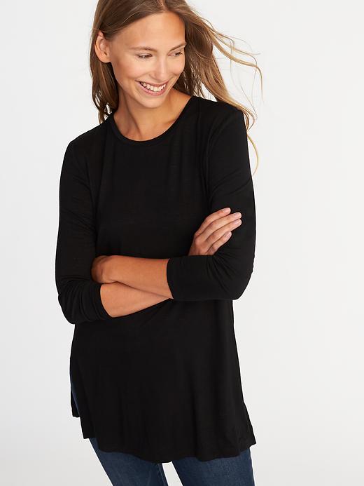 Image number 4 showing, Long & Lean Luxe Crew-Neck Tunic for Women