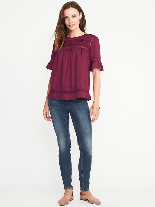 Pintucked Lace-Trim Blouse for Women | Old Navy