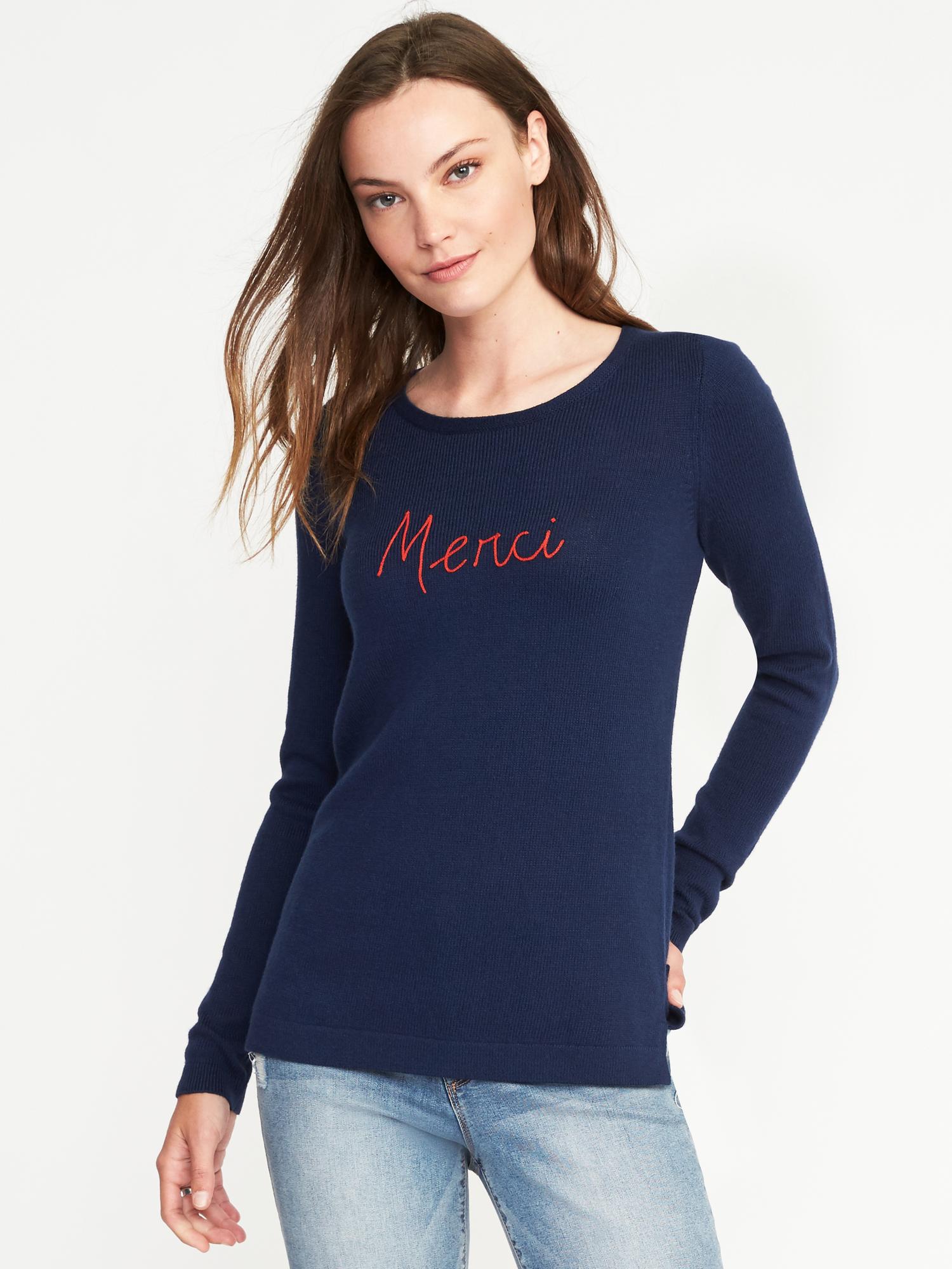 Classic Graphic Crew-Neck Sweater for Women | Old Navy