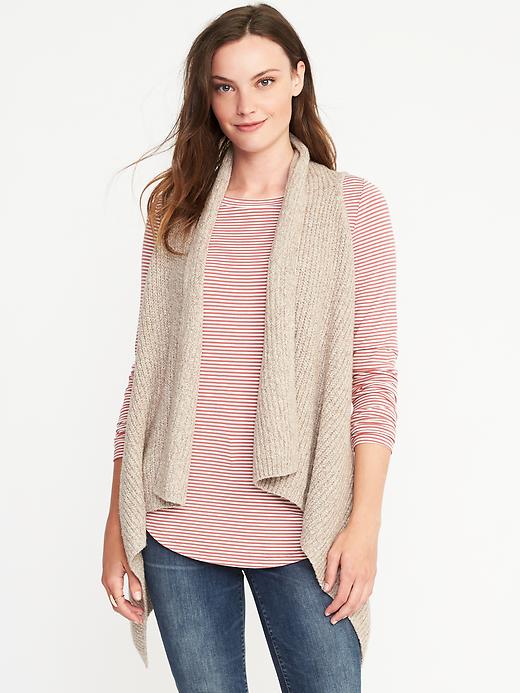View large product image 1 of 1. Textured Drape-Front Sweater Vest for Women