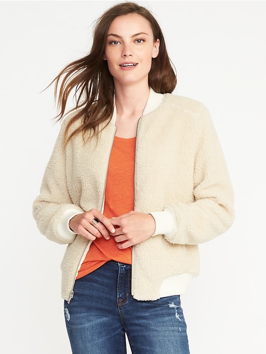 Image number 1 showing, Sherpa Bomber Jacket for Women