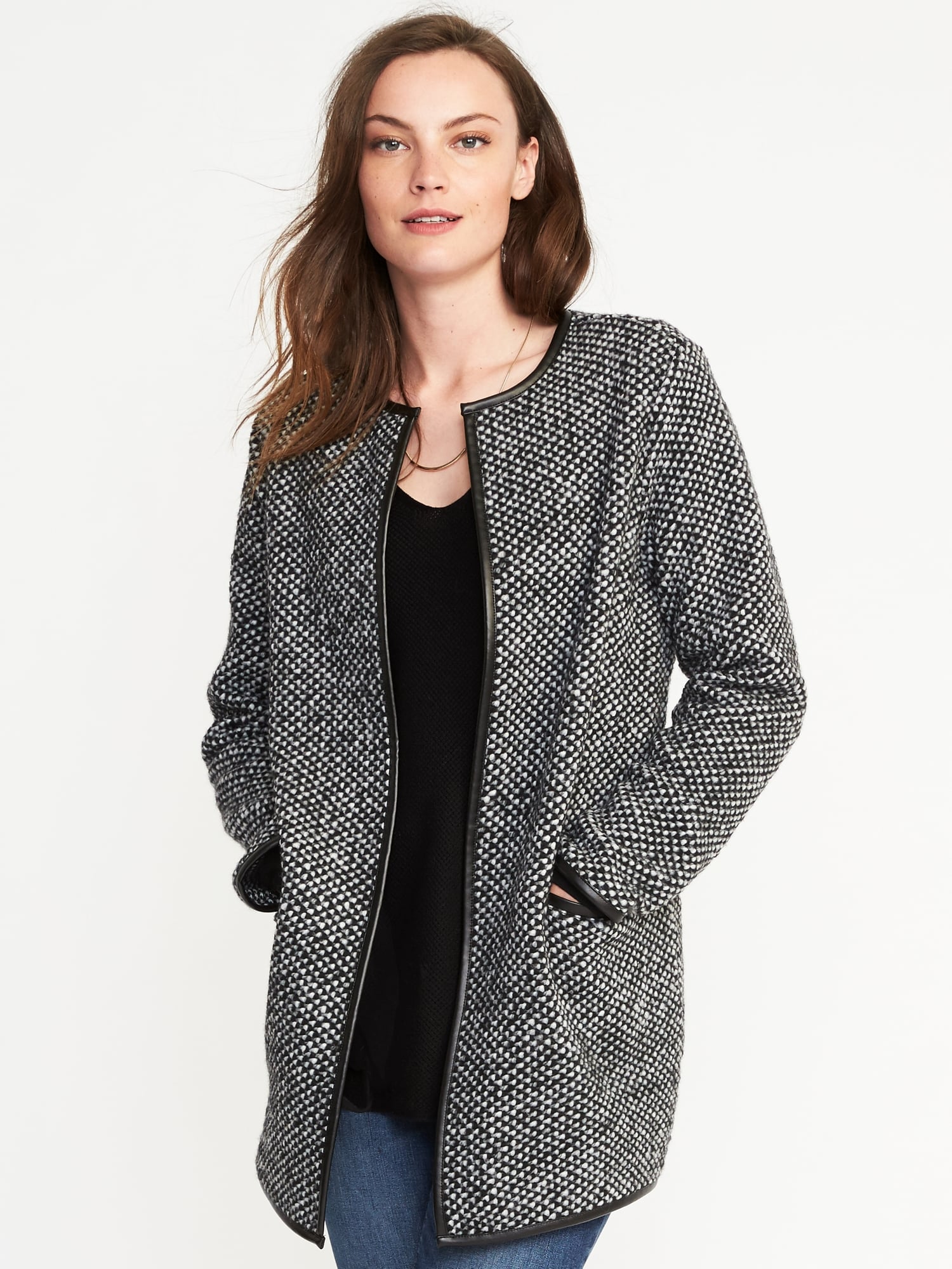 Textured-Jacquard Cardi-Coat for Women | Old Navy