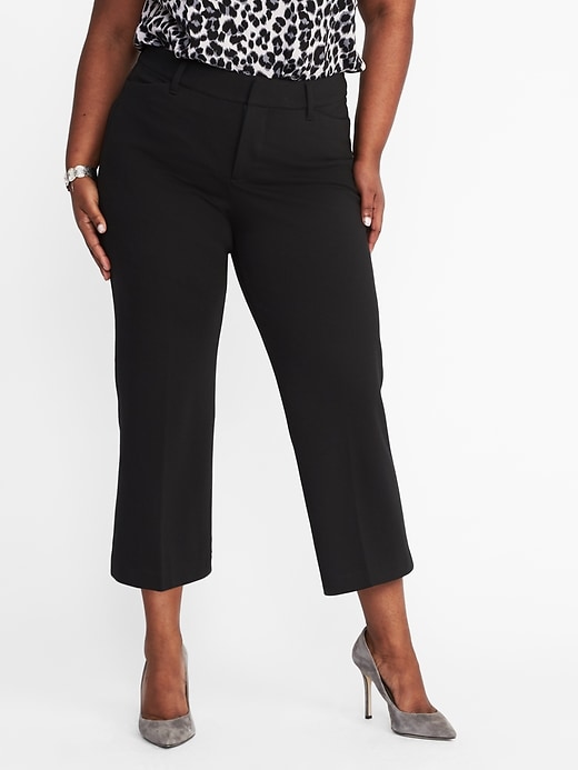 View large product image 1 of 1. Secret-Slim Pockets + Waistband Plus-Size Ponte-Knit Pixie Ankle Trousers