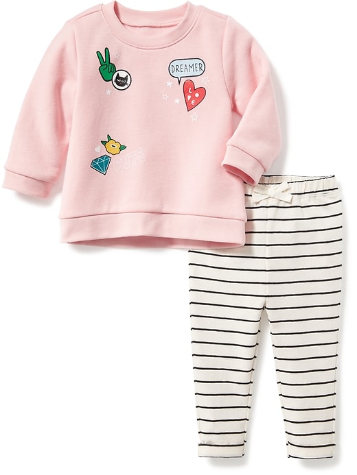 Graphic Sweatshirt & Patterned Leggings Set for Baby | Old Navy