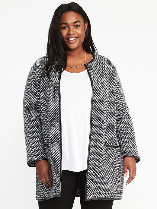 Image number 1 showing, Textured-Jacquard Plus-Size Cardi-Coat