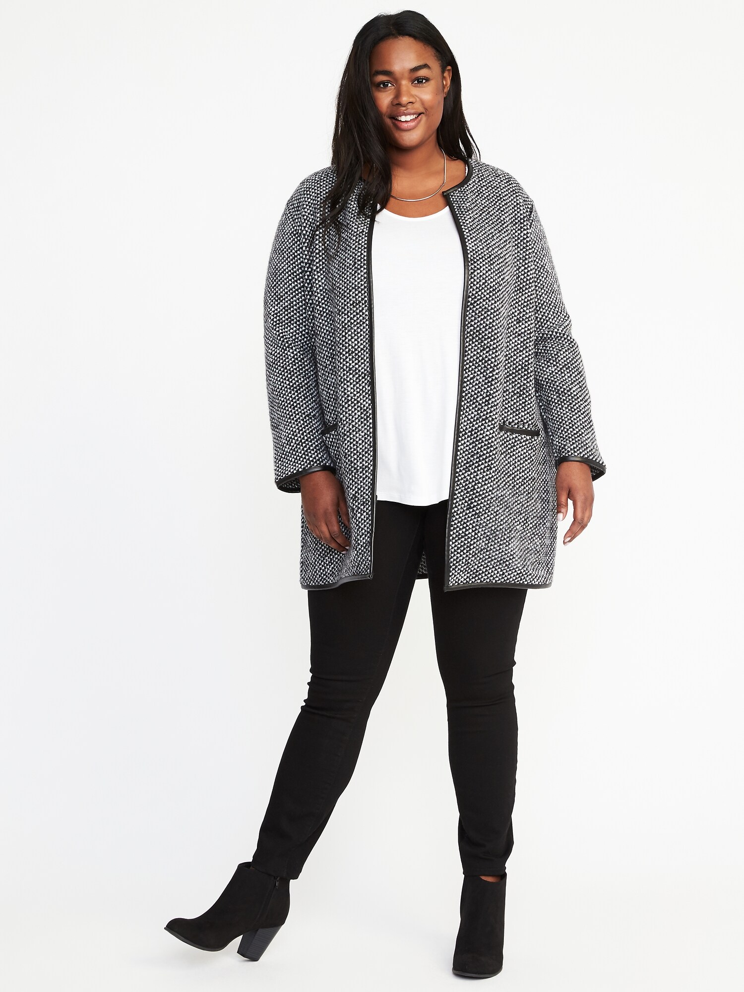 Textured-Jacquard Plus-Size Cardi-Coat | Old Navy