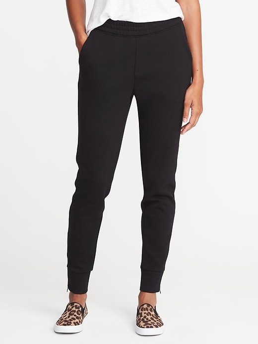 View large product image 1 of 3. Mid-Rise Double-Knit Track Trousers for Women
