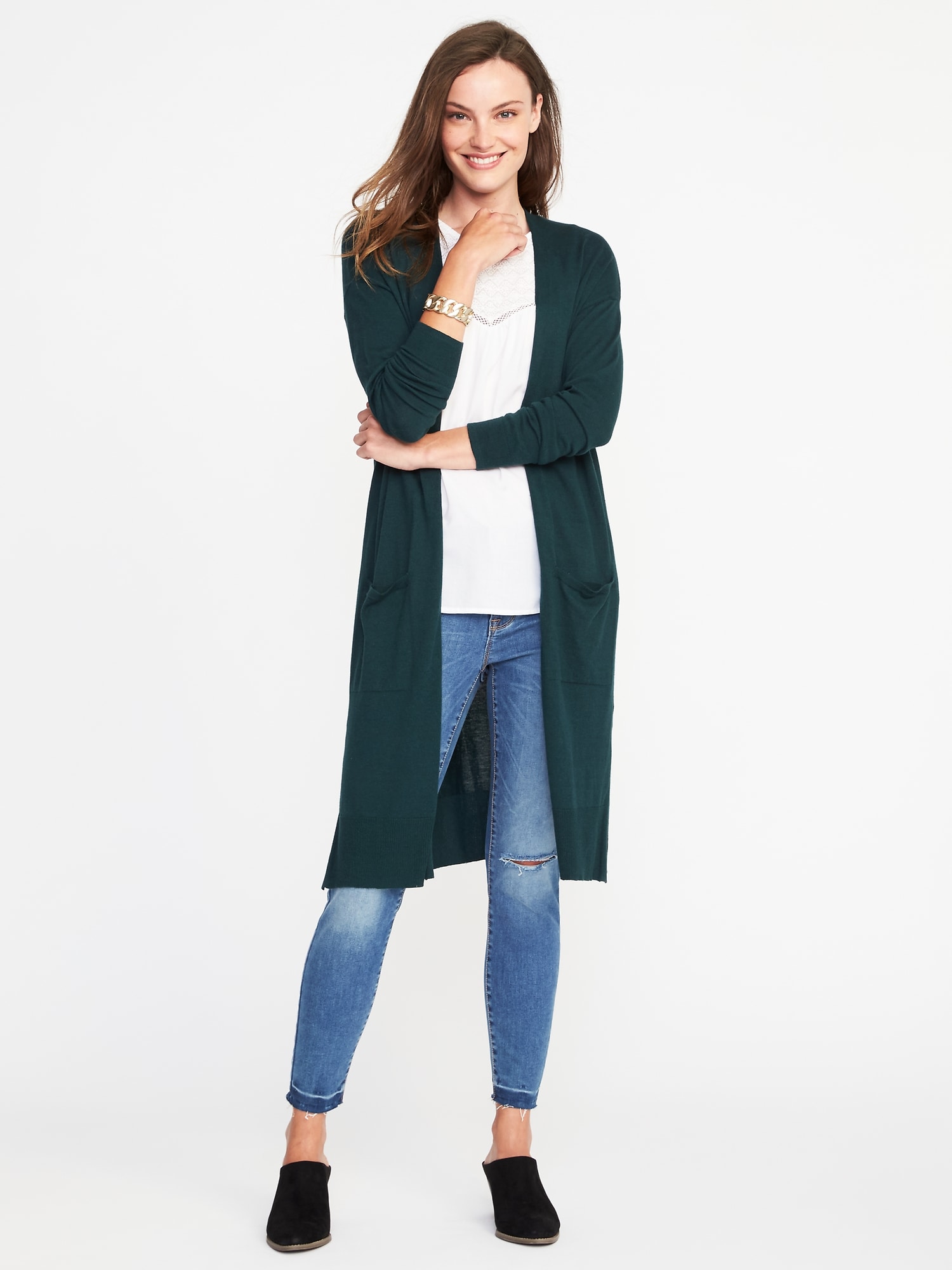 Open-Front Super-Long Sweater for Women