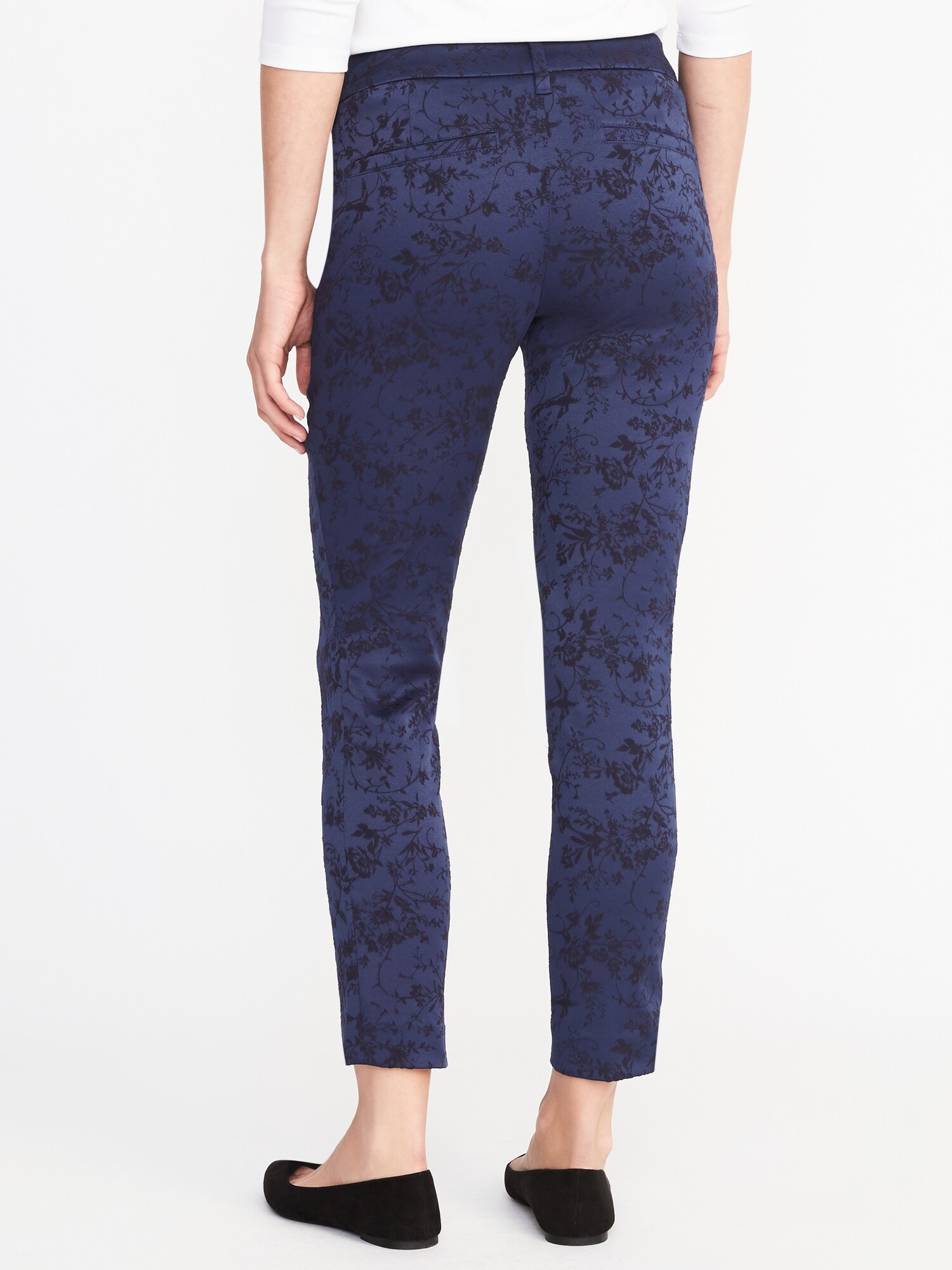 Mid-Rise Jacquard-Sateen Pixie Ankle Pants for Women | Old Navy