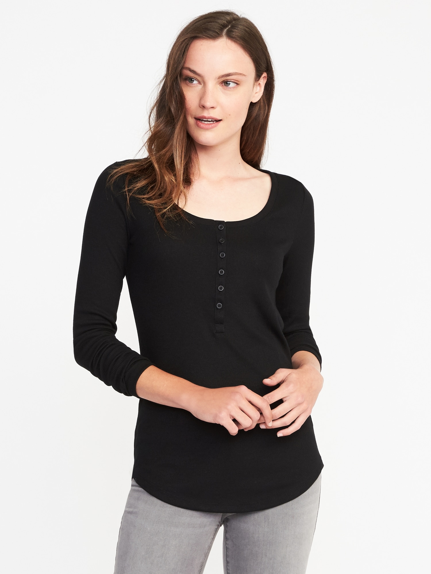 Slim-Fit Rib-Knit Henley For Women | Old Navy