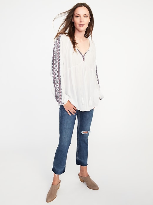 Embroidered Tassel Swing Blouse for Women | Old Navy