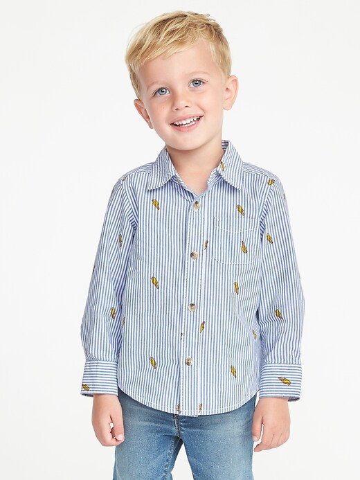 View large product image 1 of 4. Striped Poplin Shirt for Toddler Boys