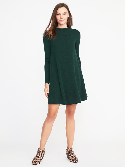 View large product image 1 of 1. Mock-Neck Sweater Swing Dress for Women