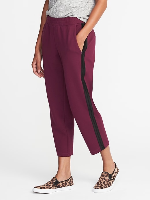 Mid-Rise Slim Ponte-Knit Track Pants for Women | Old Navy