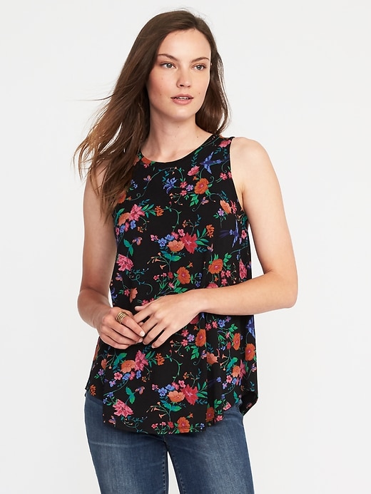 Luxe Printed High-Neck Swing Tank for Women | Old Navy