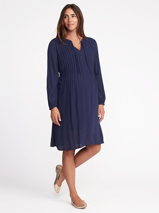 Image number 1 showing, Maternity Pintuck Swing Dress