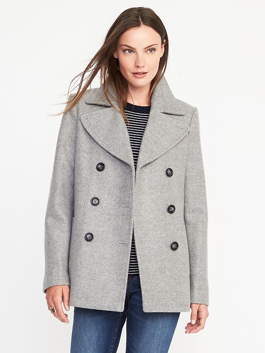 Classic Wool-Blend Peacoat for Women|old-navy