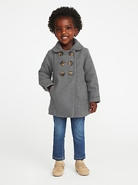 View large product image 3 of 4. Double-Breasted Wool-Blend Coat for Toddler Girls