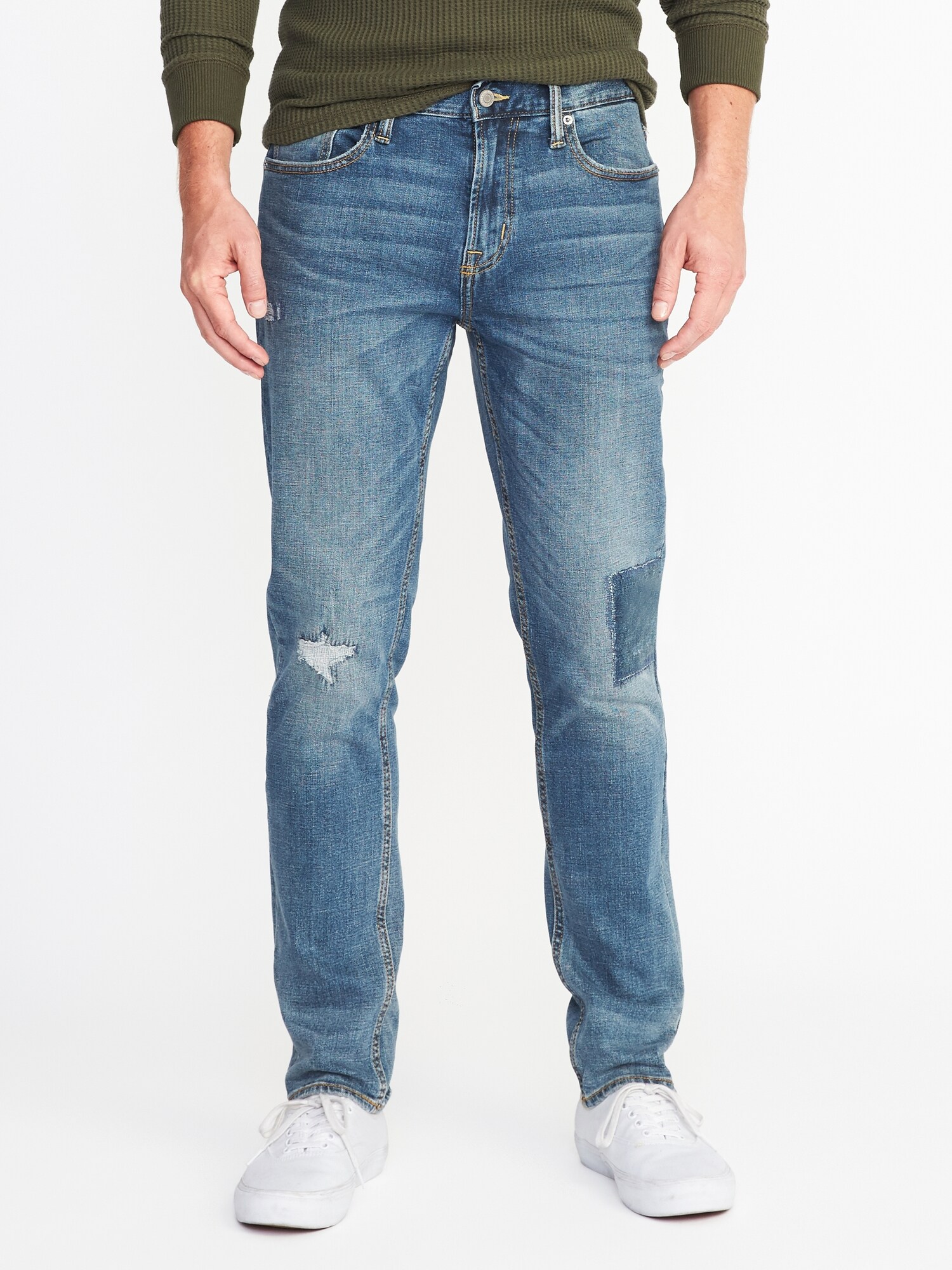Slim Built-In Flex Distressed Jeans For Men | Old Navy