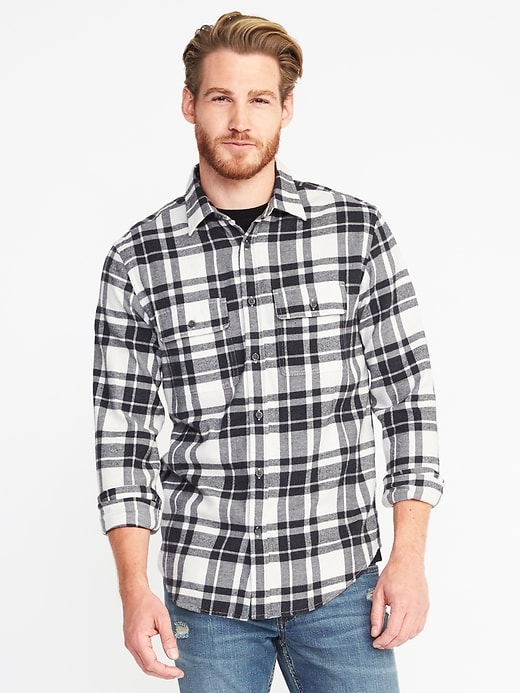 View large product image 1 of 1. Regular-Fit Built-In Flex Flannel Shirt for Men