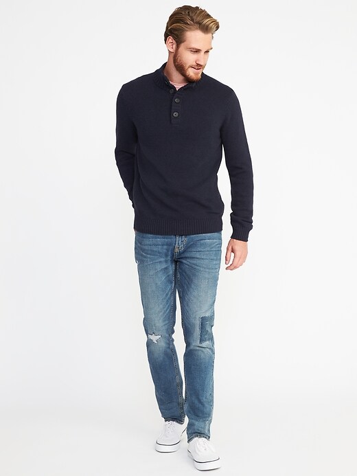 Image number 3 showing, Mock-Neck Button-Front Sweater for Men