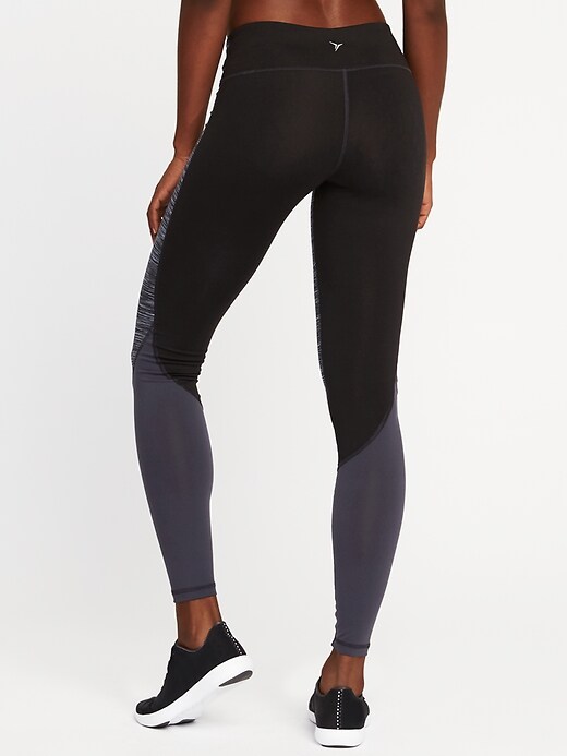 View large product image 2 of 2. Mid-Rise Color-Block Compression Leggings for Women