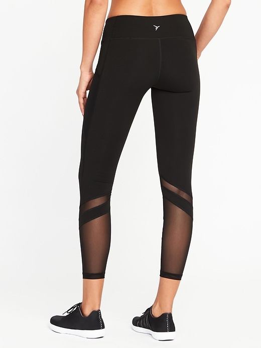 View large product image 2 of 2. Mid-Rise 7/8-Length Mesh-Panel Elevate Compression Leggings for Women